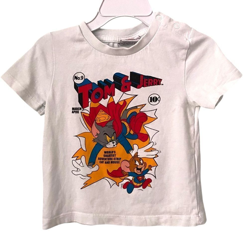 Tom and Jerry Kids White Graphic T-Shirt in Size 74/80 6M/12M